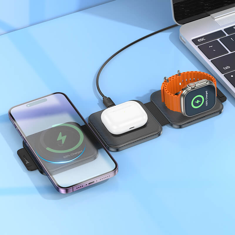 hoco. Unique 3-in-1 Folding Magnetic Wireless Fast Charger CQ4