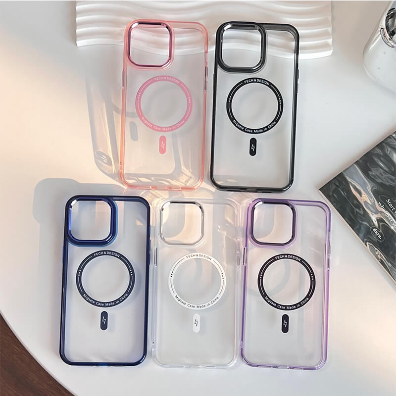 iPhone 15 Pro AllureEyes Colorful Frame Transparent Phone Case with Magsafe