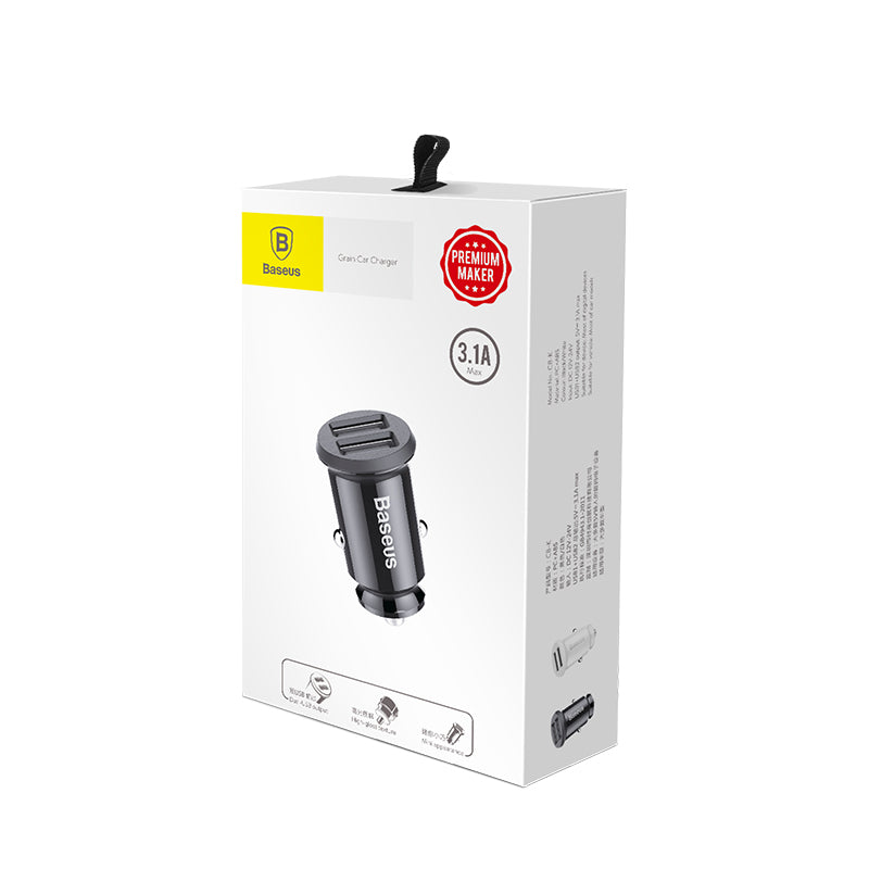 Baseus Grain Car Charger (Dual USB 5V 3.1A ) Black