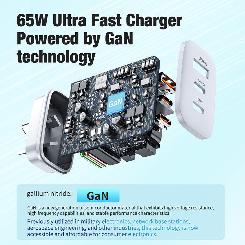 Mobie USB A&C PD 65W GaN Ultra Fast Wall Charger Plug MacBook Available AU7 White