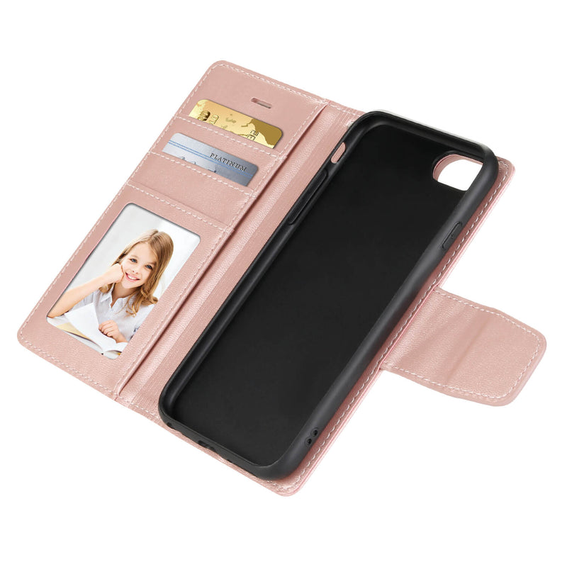 iPhone 6p/7p/8p Luxury Hanman Leather 2-in-1 Wallet Flip Case With Magnet Back