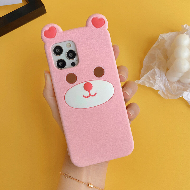 iPhone 13/14 Q Uncle Brown Bear Silicone Phone Case