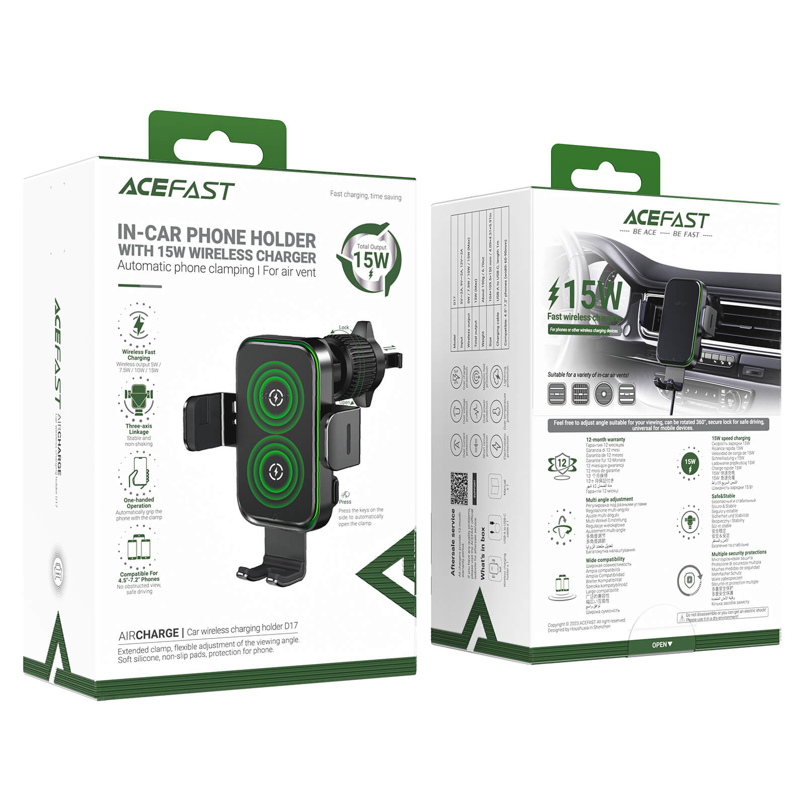 Acefast Wireless Car Charger Fast Charging D17