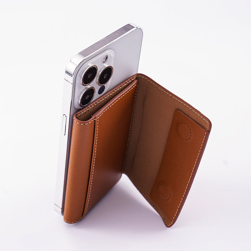 Mobie Back Stick Leather Magsafe 4-Fold Wallet Card Bag