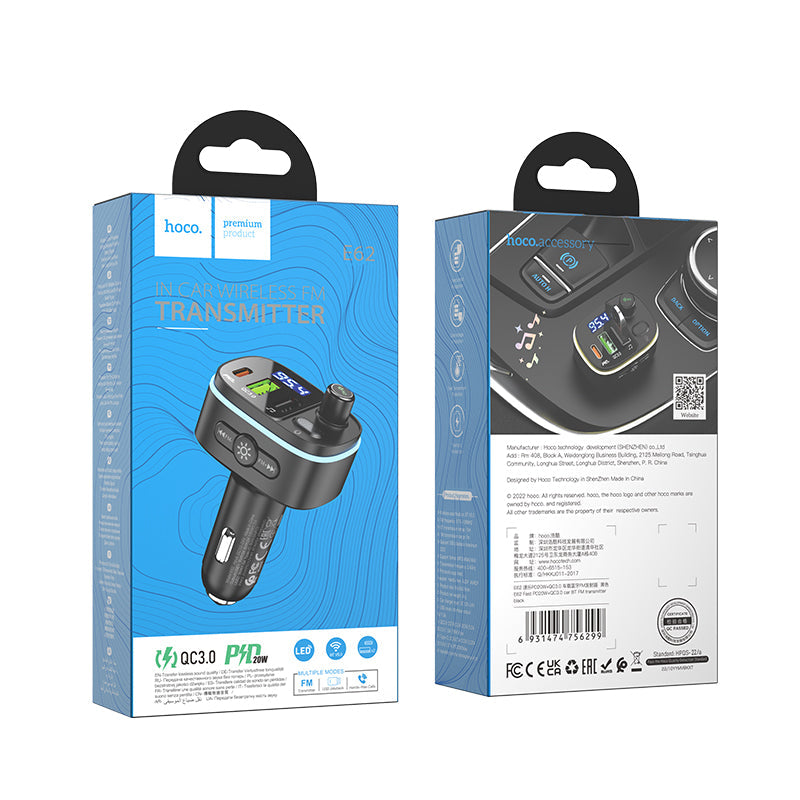 hoco. Fast PD 20W+QC 3.0 Car Bluetooth FM transmitter