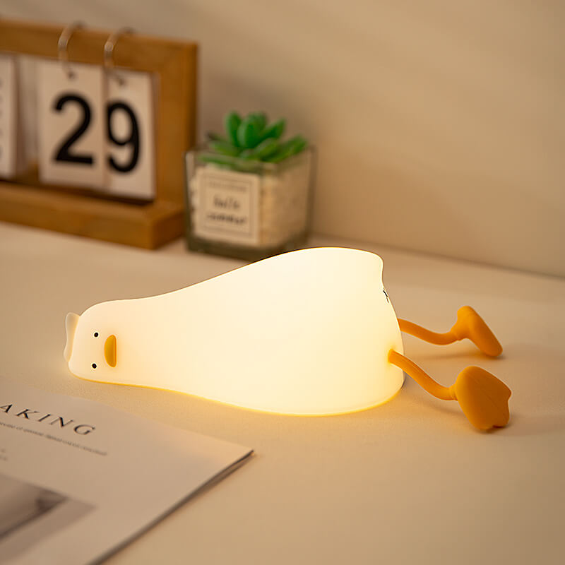 Mobie Lie in Peach Lying Flat Duck Silicone Touch Light Lamp