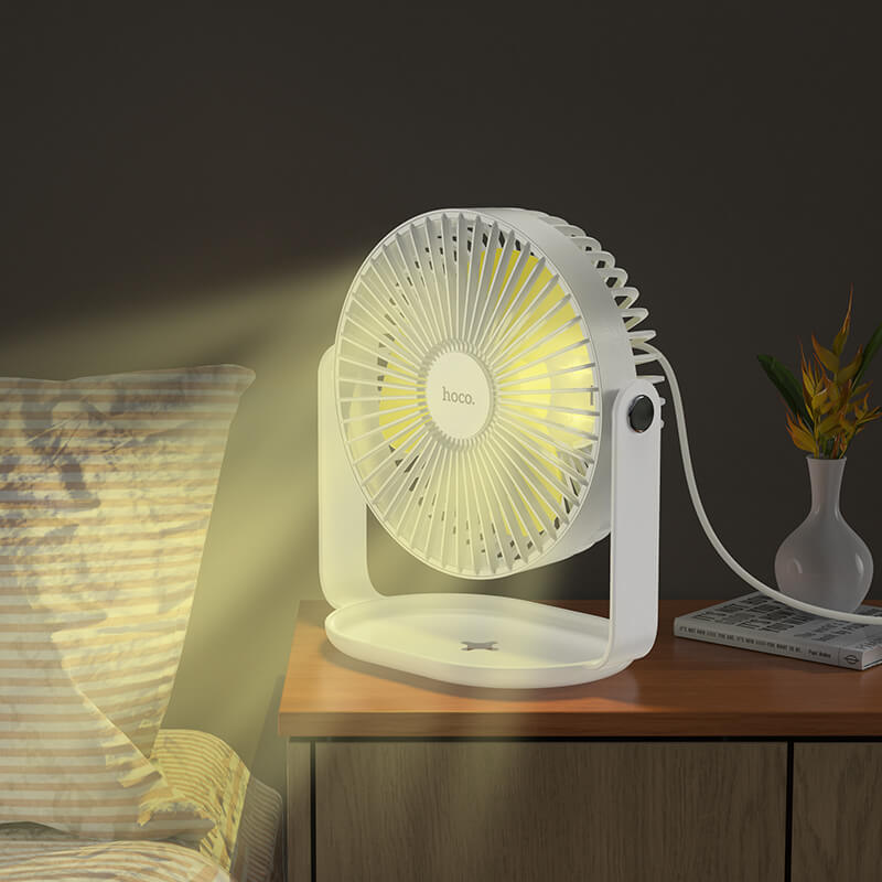 hoco. Multifunctional Powerful 360°  Rotation Desktop Cooling Fan with Light F14