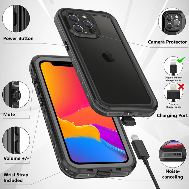 iPhone Xs Max Redpepper IP68 Waterproof Phone Case Black