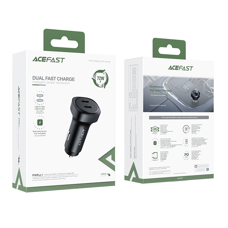 Acefast 72W Dual USB-C Metal Car Charger B2