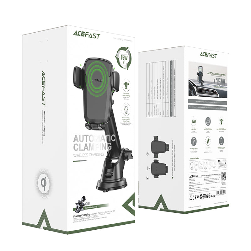Acefast Wireless Charging Automatic Clamping Car Mount Charger D1