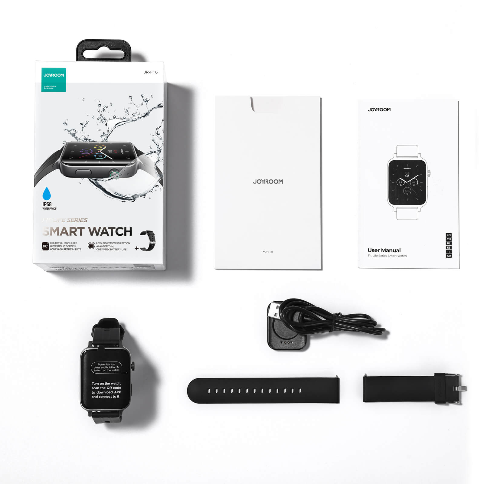 Mobie HD Hyperbolic Screen IP68 Waterproof Smart Watch JR-FT6