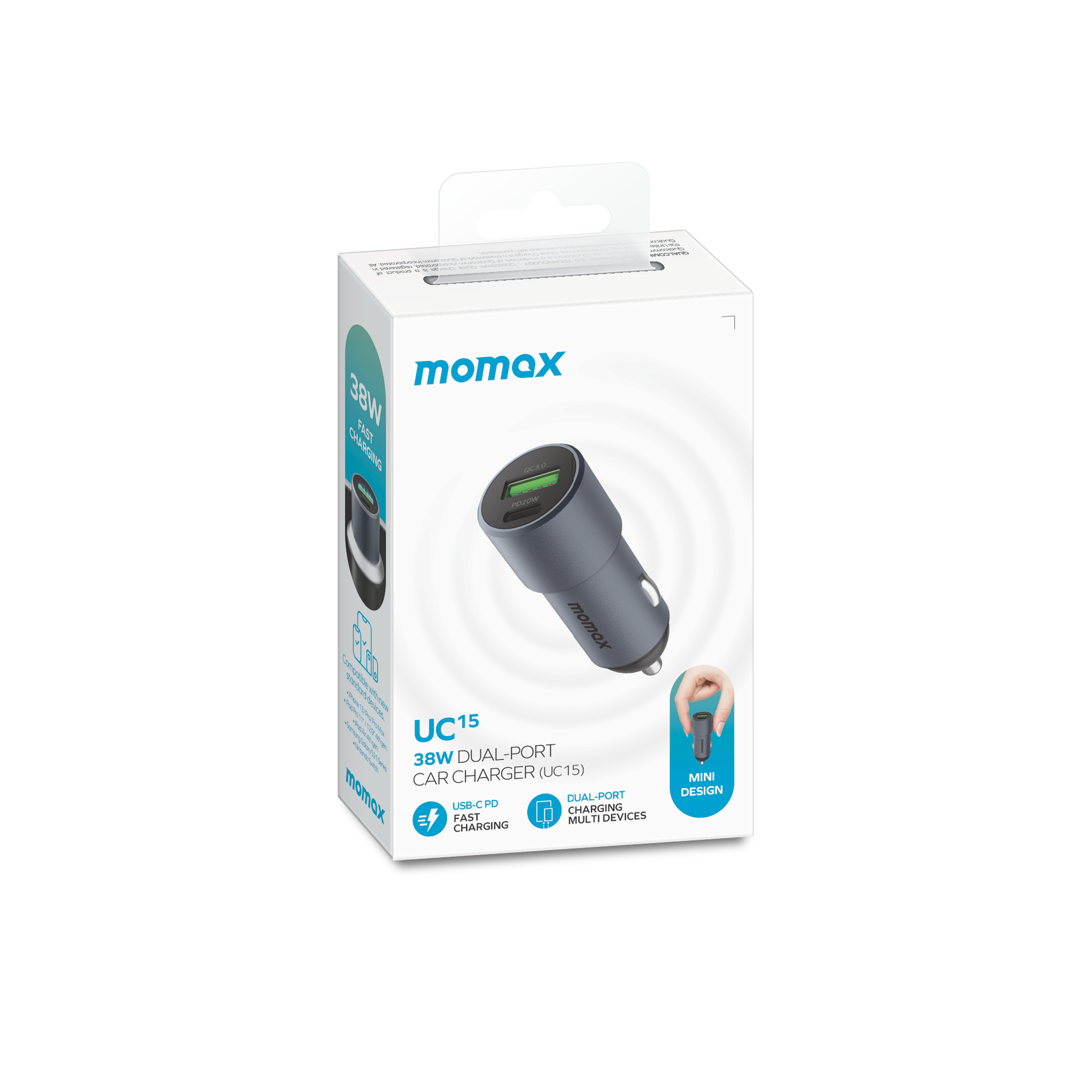 Momax Elite 38W Dual Output QC3.0 Fast Car Charger UC15