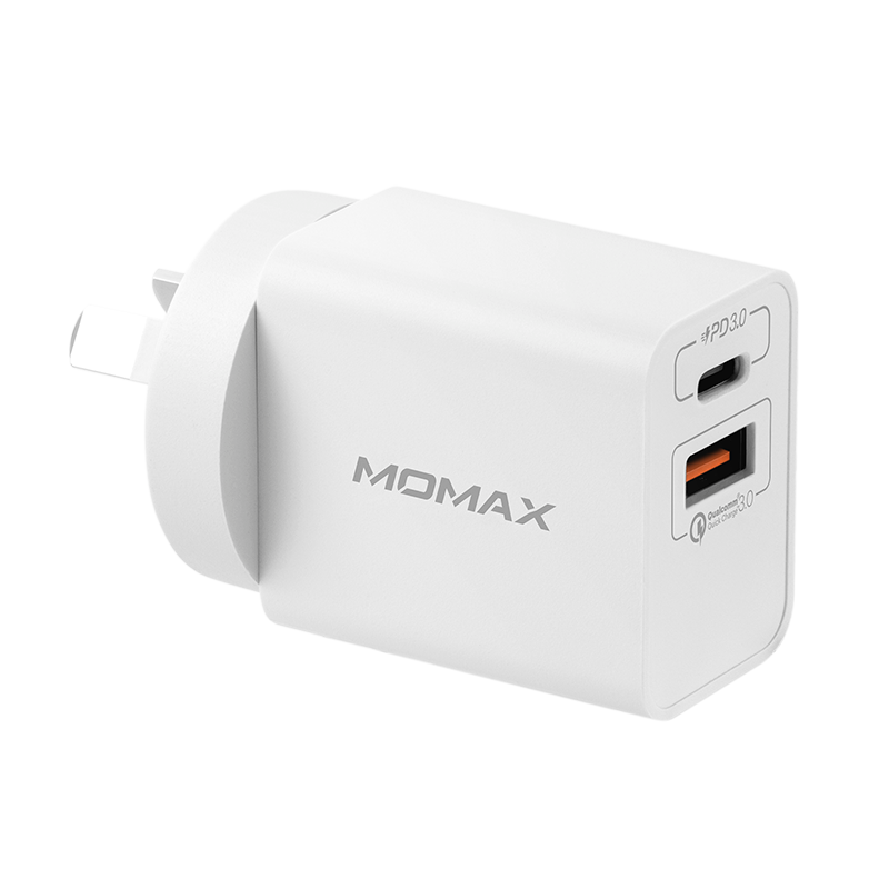 Momax 20W QC3.0+USB-C PD Wall Charger Dual Output USB-C PD & USB-A UM13