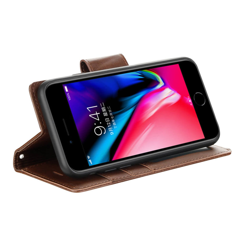 iPhone 6p/7p/8p Luxury Hanman Leather 2-in-1 Wallet Flip Case With Magnet Back